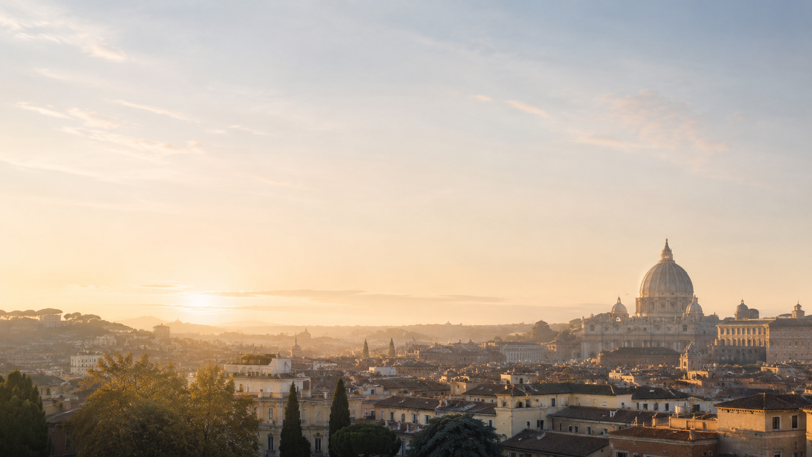 Skyline di Roma con Basilica di San Pietro